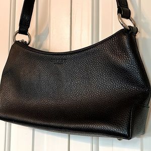 NWOT-Osprey London genuine black ostrich leather zipper shoulder purse